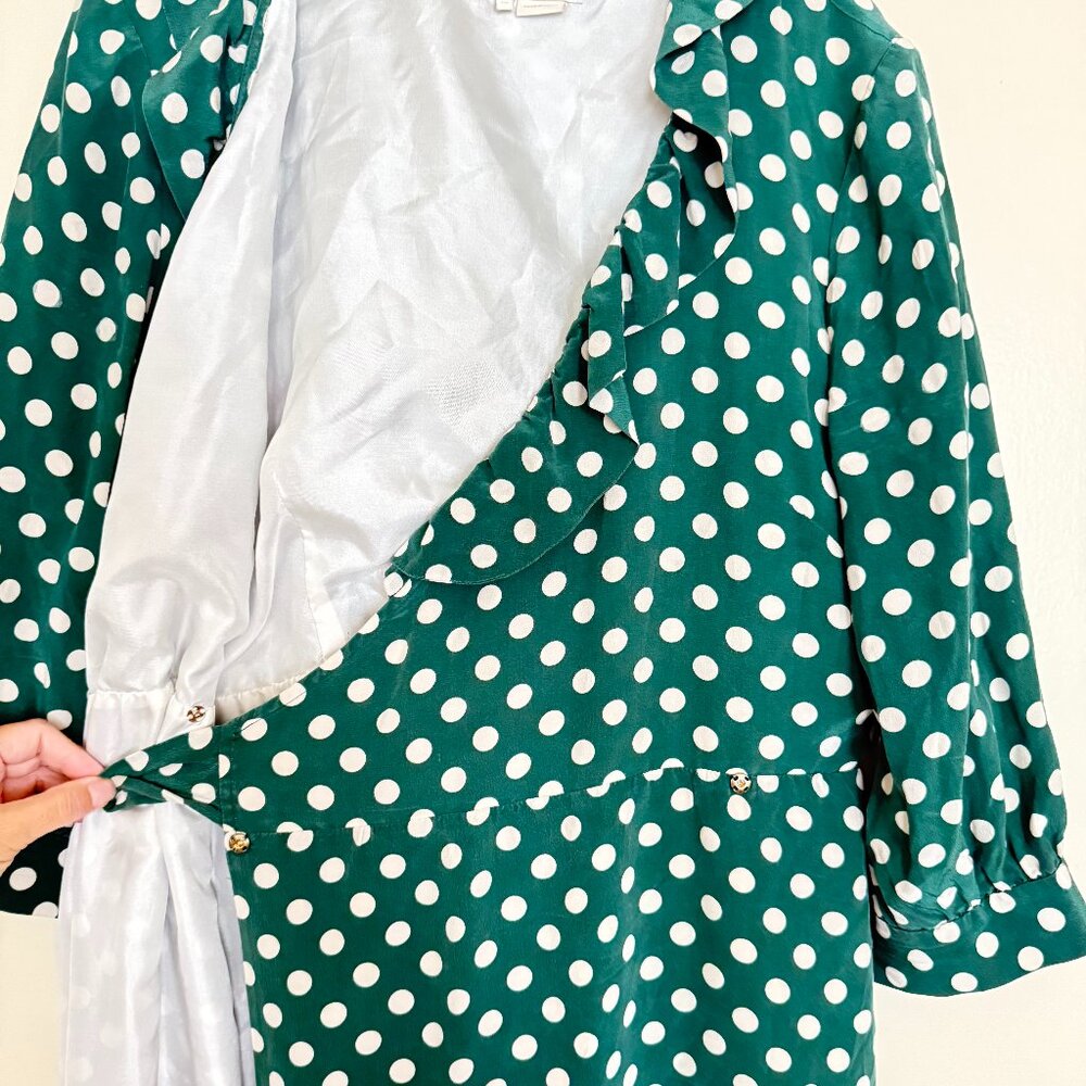 kate spade Green and White Polka Dot Long Sleeve Wrap Dress - Picture 9 of 11
